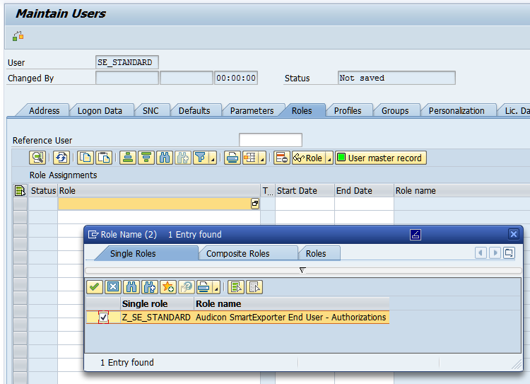 sap assignment of role to release code table